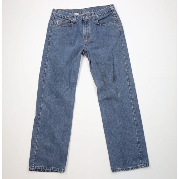 Vintage Y2K Carhartt Mens 36x32 Distressed Traditional Fit Denim Jeans Blue - Picture 1 of 13